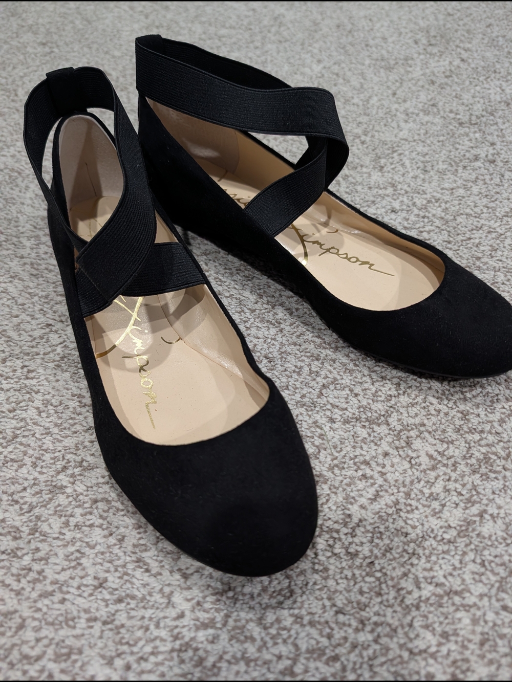 Jessica Simpson Black Crisscross Elastic Ballet Flats